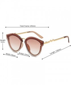 Rectangular Unisex Retro Cat Eye Metal Frame Oversized Plastic Lenses Sunglasses - Brown - CI18NOA0UOO $10.41