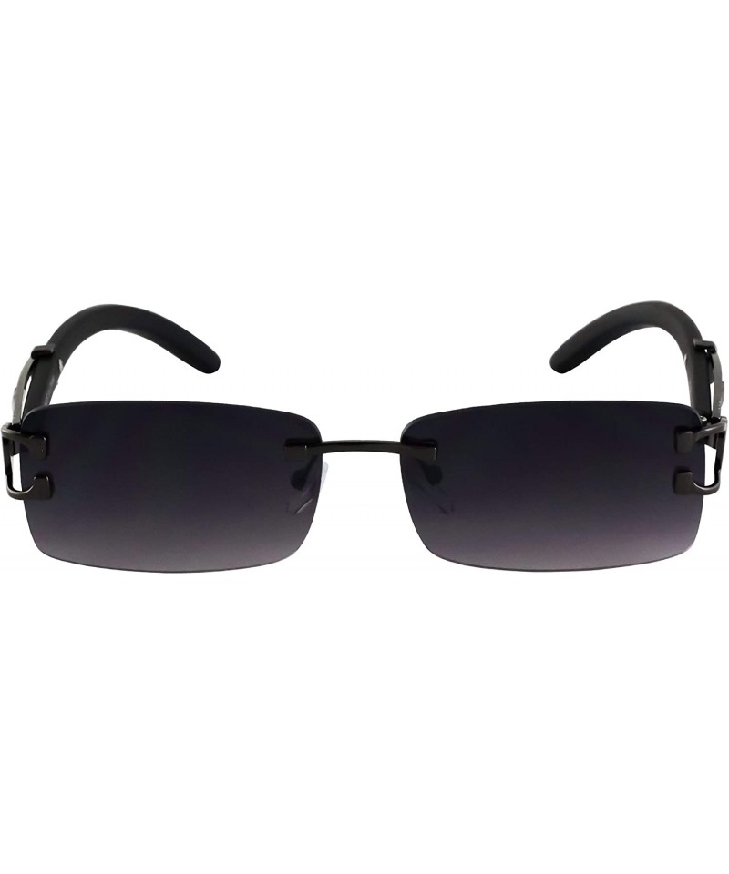Desire X Mc Stan Rimless Men Womens Sunglasses Retro Luxury Gold Metal  Frameless Rectangle Colored Lens Sun Glasses (Black Silver)