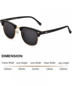 Round Classic Polarized Semi Rimless Mens Sunglasses for Women- UV400 with case - Black - CF18KIUSS3G $14.29