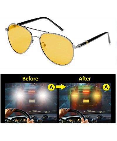 Aviator Polarized Glasses Classic Aviator - Gun Frame / Yellow Night-driving Glasses - CV18UMC2ZHH $16.96