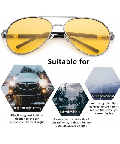 Aviator Polarized Glasses Classic Aviator - Gun Frame / Yellow Night-driving Glasses - CV18UMC2ZHH $16.96