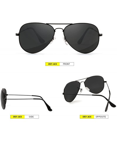 Oversized Polarized Classic Aviator Shaped Sunglasses Lightweight Style for Men Women - Black Frame / Black Lens - CO1850NXYN...