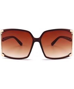 Oversized New Women's Oversized Square sunglasses Protection Eye Glasses With Case - Brown - C012D1F4V43 $15.26