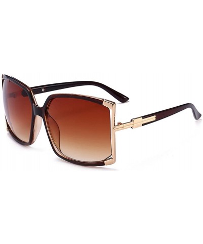 Oversized New Women's Oversized Square sunglasses Protection Eye Glasses With Case - Brown - C012D1F4V43 $15.26