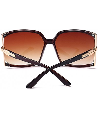 Oversized New Women's Oversized Square sunglasses Protection Eye Glasses With Case - Brown - C012D1F4V43 $15.26