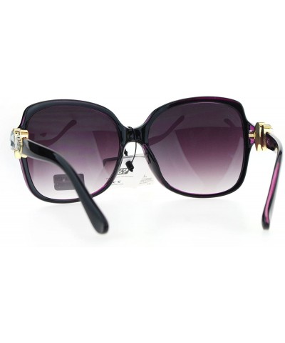 Square Two Hearts Rhinestones Womens Fashion Sunglasses Square Frame UV 400 - Purple - CF186SKZQE9 $11.29