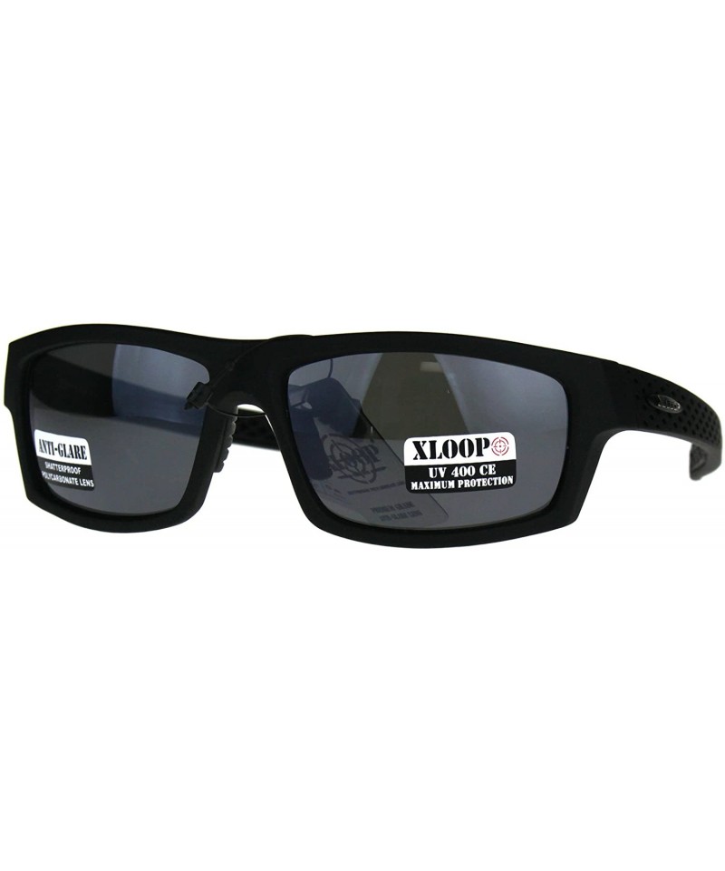 Rectangular Mens Xloop Classic Rectangular Warp Biker Style Sunglasses - Matte Black - C218866TGYW $11.83