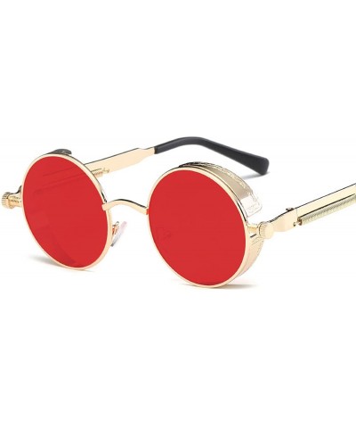 Round Metal Round Steampunk Sunglasses Men Women Fashion Glasses Retro Frame Vintage UV400 - 3 - C91984ZKYLX $35.15