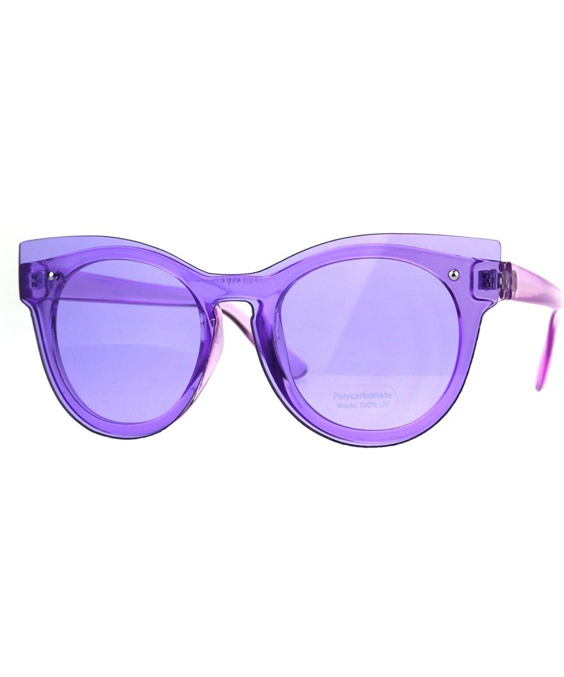 Cat Eye Womens Unique Exposed Panel Lens Cat Eye Horn Rim Keyhole Sunglasses - Purple - CT189INKLW6 $13.83