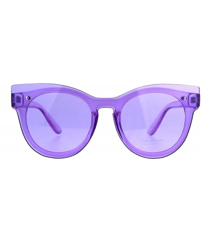 Cat Eye Womens Unique Exposed Panel Lens Cat Eye Horn Rim Keyhole Sunglasses - Purple - CT189INKLW6 $13.83