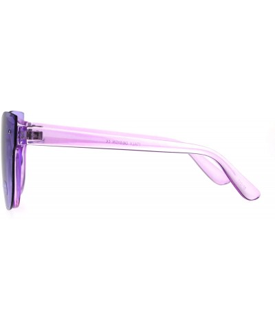 Cat Eye Womens Unique Exposed Panel Lens Cat Eye Horn Rim Keyhole Sunglasses - Purple - CT189INKLW6 $13.83