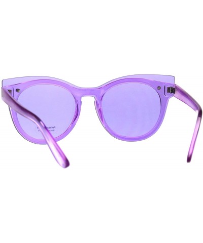 Cat Eye Womens Unique Exposed Panel Lens Cat Eye Horn Rim Keyhole Sunglasses - Purple - CT189INKLW6 $13.83