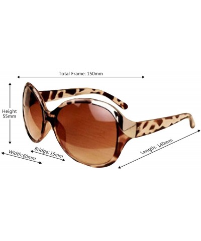 Square Unisex Fashion Sunglasses Oversized Round Plastic Lenses UV400 - Leopard Print - CV18NLXQ53W $9.36