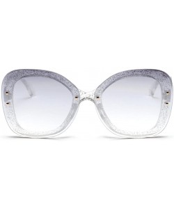 Oversized Women's Retro Cat Eye Large Shades Frame UV Protection Polarized Sunglasses - Silver - CP18EDHTA42 $13.19