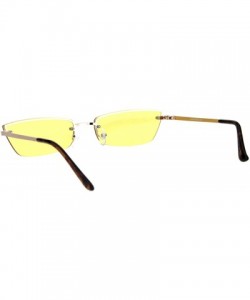 Rectangular Womens Half Rim Rimless Style Sunglasses Skinny Rectangular Color Lens - Gold (Yellow) - C018O7OH3Q6 $9.81