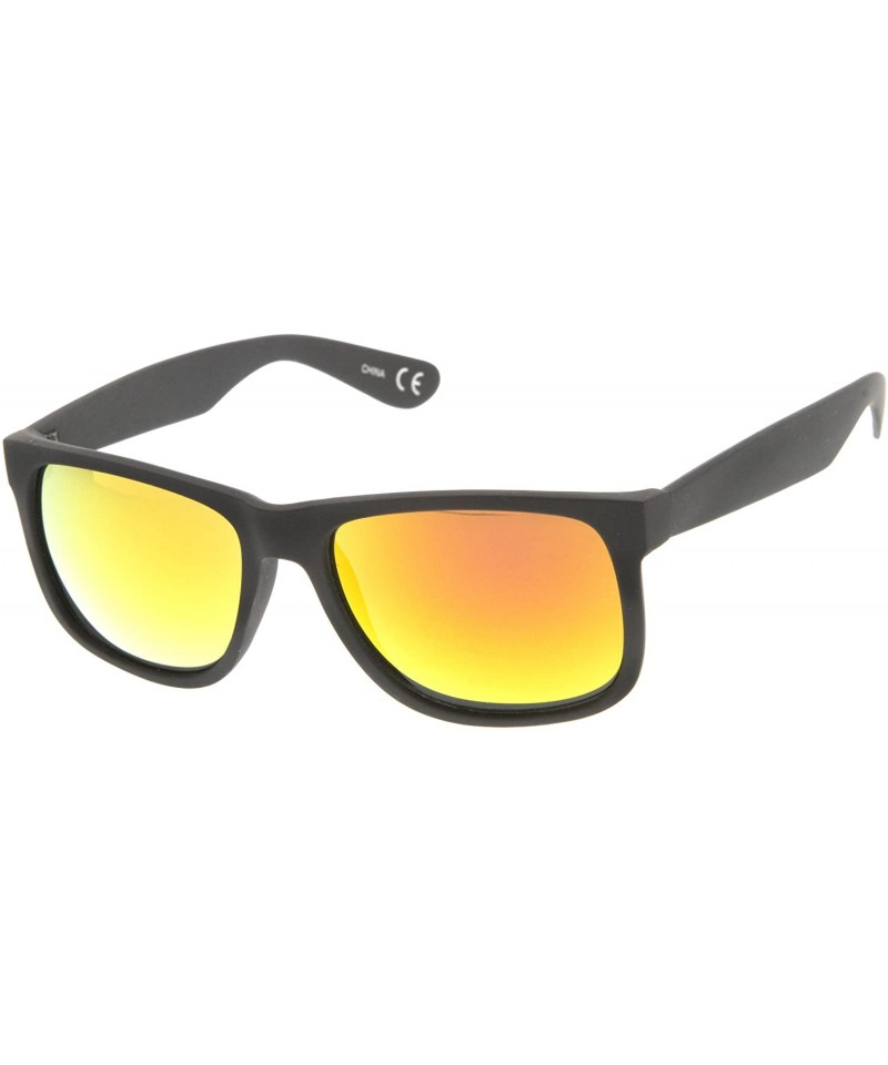 Sport Action Sports Square Color Mirror Flash Lens Active Horn Rimmed Sunglasses - Black Fire - CD11VK81WMD $10.19