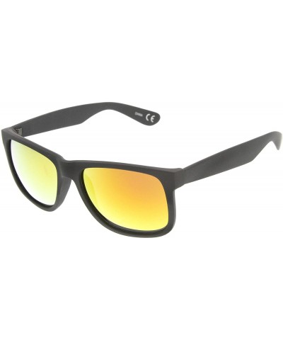 Sport Action Sports Square Color Mirror Flash Lens Active Horn Rimmed Sunglasses - Black Fire - CD11VK81WMD $10.19