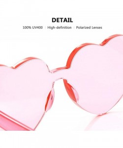 Shield Heart Oversized Rimless Sunglasses One Piece Heart Shape Eyewear Colored Sunglasses for Women - Pink - CH18HXWCGMM $8.54