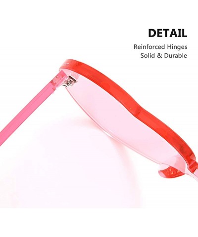 Shield Heart Oversized Rimless Sunglasses One Piece Heart Shape Eyewear Colored Sunglasses for Women - Pink - CH18HXWCGMM $8.54