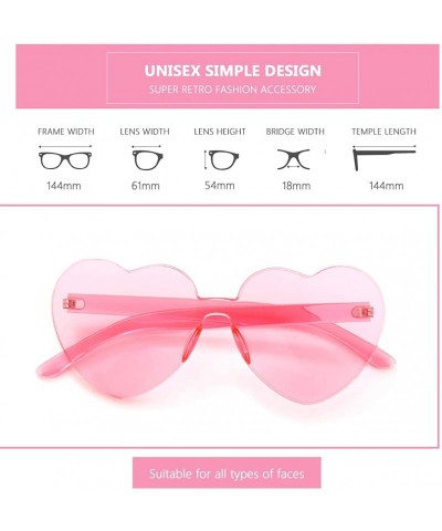 Shield Heart Oversized Rimless Sunglasses One Piece Heart Shape Eyewear Colored Sunglasses for Women - Pink - CH18HXWCGMM $8.54