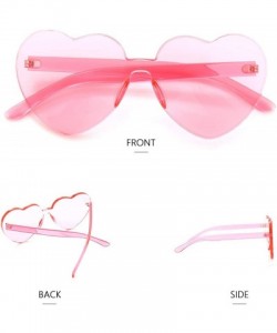 Shield Heart Oversized Rimless Sunglasses One Piece Heart Shape Eyewear Colored Sunglasses for Women - Pink - CH18HXWCGMM $8.54