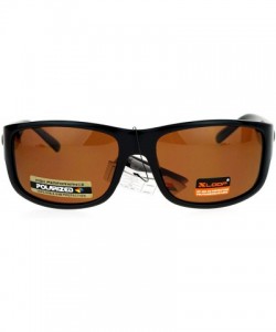 Sport Polarized Lens Mens Sunglasses Sporty Rectangular Fashion UV 400 - Black (Brown) - CU186L32KY4 $16.58