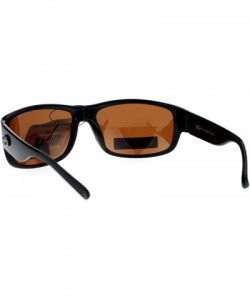 Sport Polarized Lens Mens Sunglasses Sporty Rectangular Fashion UV 400 - Black (Brown) - CU186L32KY4 $16.58