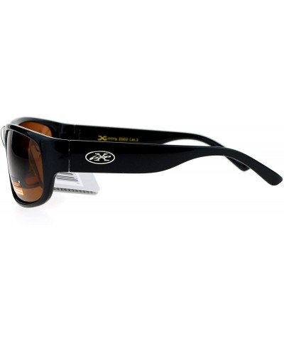 Sport Polarized Lens Mens Sunglasses Sporty Rectangular Fashion UV 400 - Black (Brown) - CU186L32KY4 $16.58