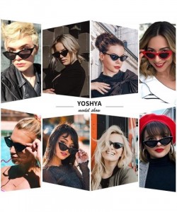 Butterfly Retro Vintage Narrow Cat Eye Sunglasses for Women Clout Goggles Plastic Frame - Black + Leoaprd + Blue - CJ18YUGIL9...