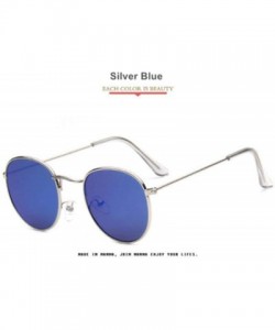 Aviator Women Sunglasses Coating Reflective Mirror Round Glasses Black Gray As Picture - Silver Blue - C618YKTOC5L $11.82