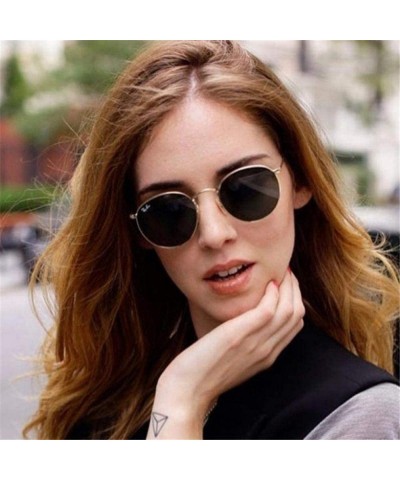 Aviator Women Sunglasses Coating Reflective Mirror Round Glasses Black Gray As Picture - Silver Blue - C618YKTOC5L $11.82