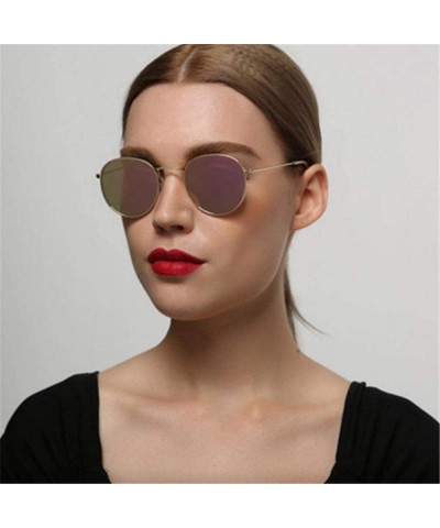 Aviator Women Sunglasses Coating Reflective Mirror Round Glasses Black Gray As Picture - Silver Blue - C618YKTOC5L $11.82