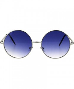 Round Round Circle Lens Hippie Metal Rim Gradient Sunglasses - Silver Blue - CF18H6R5EN6 $7.98