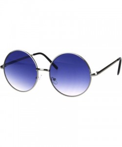 Round Round Circle Lens Hippie Metal Rim Gradient Sunglasses - Silver Blue - CF18H6R5EN6 $7.98