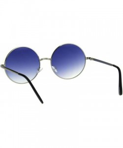 Round Round Circle Lens Hippie Metal Rim Gradient Sunglasses - Silver Blue - CF18H6R5EN6 $7.98