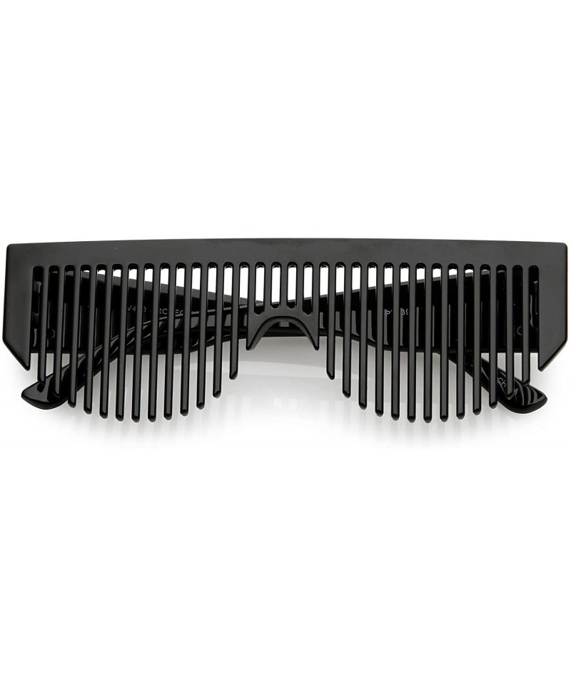 Rectangular Novelty Retro Comb Sunglasses For Women Men Wide Arms 56mm - Black - CO12O3UB8QZ $8.43