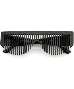 Rectangular Novelty Retro Comb Sunglasses For Women Men Wide Arms 56mm - Black - CO12O3UB8QZ $8.43