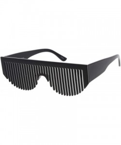 Rectangular Novelty Retro Comb Sunglasses For Women Men Wide Arms 56mm - Black - CO12O3UB8QZ $8.43