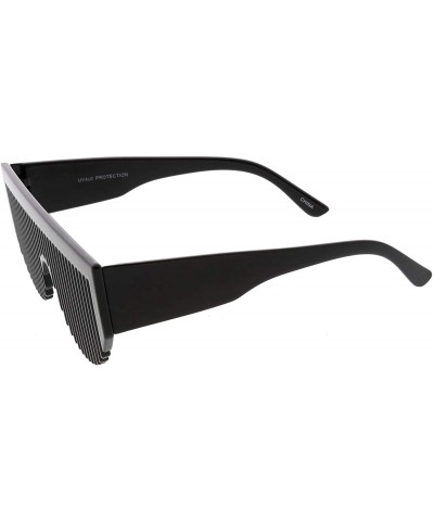 Rectangular Novelty Retro Comb Sunglasses For Women Men Wide Arms 56mm - Black - CO12O3UB8QZ $8.43