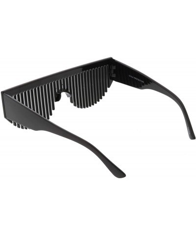 Rectangular Novelty Retro Comb Sunglasses For Women Men Wide Arms 56mm - Black - CO12O3UB8QZ $8.43