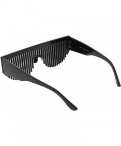 Rectangular Novelty Retro Comb Sunglasses For Women Men Wide Arms 56mm - Black - CO12O3UB8QZ $8.43