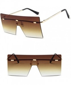 Oversized Oversized Square Sunglasses Flat Top Fashion Shades Oversize Sunglasses - Brown - CU195NH5RMR $9.84