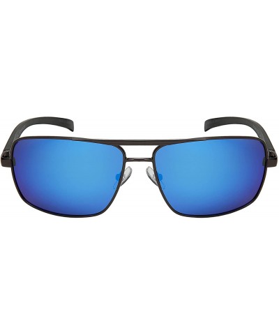 Square Rectangular Sunglasses Lightweight Protection 21100ASAL PRV 4 - Gunmetal Frame - Polarized Blue Mirrored Lens - CD192R...