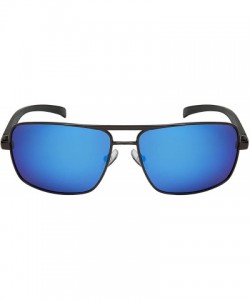 Square Rectangular Sunglasses Lightweight Protection 21100ASAL PRV 4 - Gunmetal Frame - Polarized Blue Mirrored Lens - CD192R...