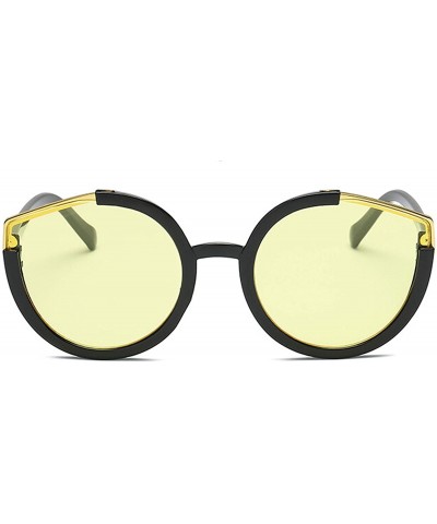 Semi-rimless Sunglasses Metal Cateye Sunglasses for Women Lightweight - Yellow - C618TTU808H $14.48