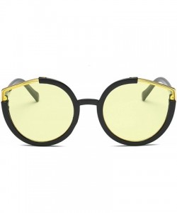 Semi-rimless Sunglasses Metal Cateye Sunglasses for Women Lightweight - Yellow - C618TTU808H $14.48