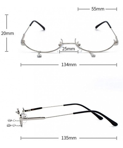 Sport Glasses Frame Women Fashion None Lens Pendant Decoration Flat Mirror Glasses with Chain - Silver - CD18O9SQ36T $13.67